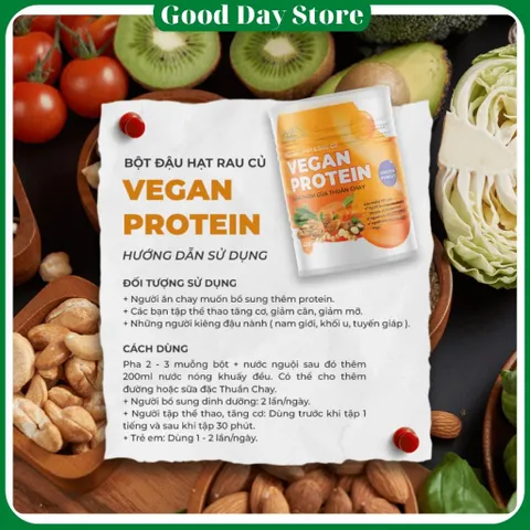 COMBO 2 HỘP Bột Vegan Protein Thuần Chay Từ Đậu Hạt Rau Củ ,Không Đậu Nành