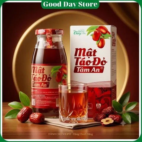 Mật Táo Đỏ Tâm An Thuần Chay 250ml - Táo Đỏ, Hoa Cúc,Hoa Lài ,Kỷ Tử,Cam Thảo,Mật Mía,Đường Mía