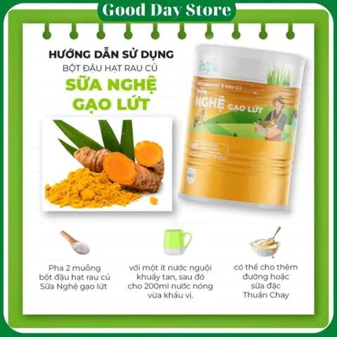 Bột Nghệ Gạo Lứt Thuần Chay – Bột Đậu Hạt Rau Củ Thơm Ngon Dễ Uống, Dùng Mỗi Ngày