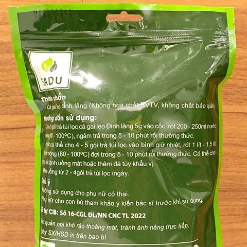 Trà Cà Gai Leo Đinh Lăng SADU 250g | Trà Thảo Mộc Túi Lọc 50 Gói Dễ Pha Tiện Mang Theo