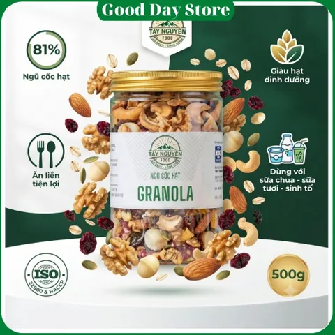 COMBO 2 HỘP Granola sấy mật ong không đường ăn liền Tây Nguyên Food 500g