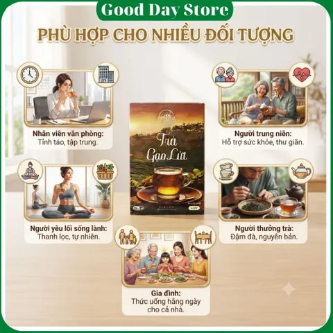 COMBO 3 HỘP Trà Gạo Lứt Tây Nguyên Food Hỗ Trợ Giảm Cân Thanh Lọc Cơ Thể Mát Gan Ngủ Ngon