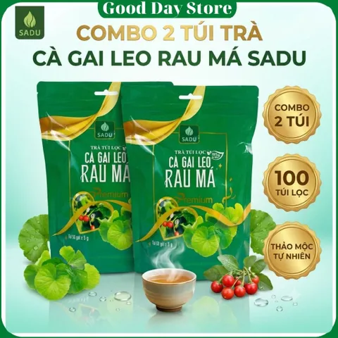 COMBO 2 TÚI Trà Túi Lọc Cà Gai Leo Rau Má SADU - Hỗ Trợ Giải Nhiệt, Thanh Lọc Cơ Thể