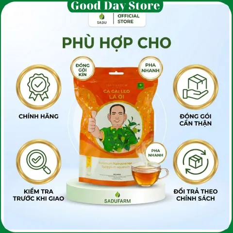 Trà LÁ ỔI cà gai leo Sadu túi 250gram là sự kết hợp tự nhiên giữa lá ổi, cà gai leo và cỏ ngọt