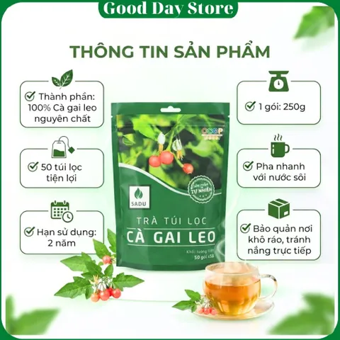 500 GRAM Trà cà gai leo Sadu NGUYÊN CHẤT,Trà túi lọc tiện lợi khi sử dụng
