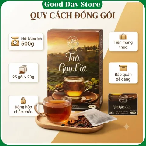 Trà gạo lứt Tây Nguyên Food hỗ trợ giảm cân thanh lọc cơ thể,mát gan,ngủ ngon - Hộp 500gram