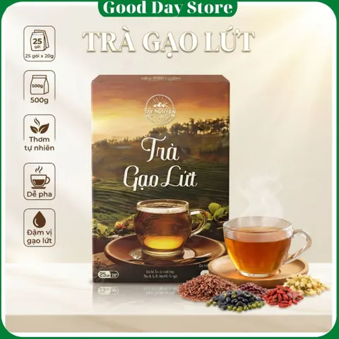 Trà gạo lứt Tây Nguyên Food hỗ trợ giảm cân thanh lọc cơ thể,mát gan,ngủ ngon - Hộp 500gram