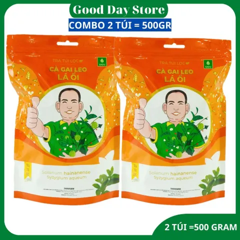 COMBO 2 TÚI Trà cà gai leo lá ổi Sadu Thành phần gồm lá ổi và cà gai leo - Dạng túi lọc dễ dùng