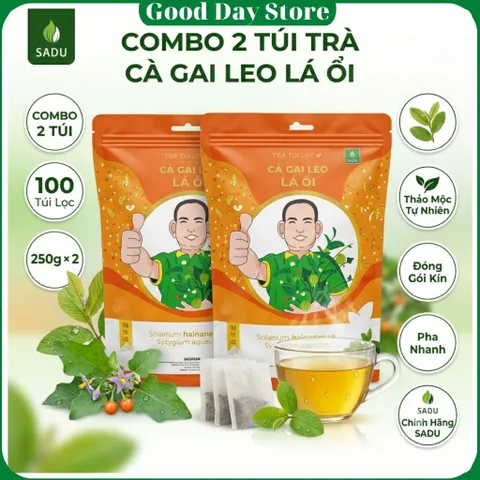 COMBO 2 TÚI Trà cà gai leo lá ổi Sadu Thành phần gồm lá ổi và cà gai leo - Dạng túi lọc dễ dùng
