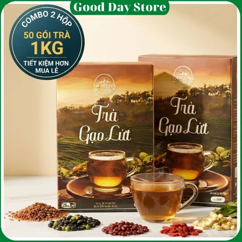 COMBO 2 HỘP Trà Gạo Lứt Tây Nguyên Food Thanh Lọc Cơ thể,Mát Gan,Ngủ Ngon,Thơm Ngon,Dễ Dùng
