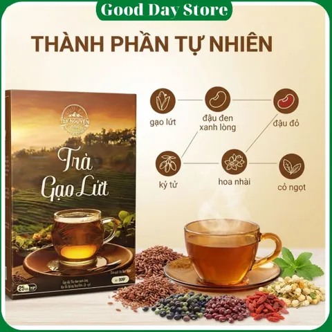 COMBO 2 HỘP Trà Gạo Lứt Tây Nguyên Food Thanh Lọc Cơ thể,Mát Gan,Ngủ Ngon,Thơm Ngon,Dễ Dùng