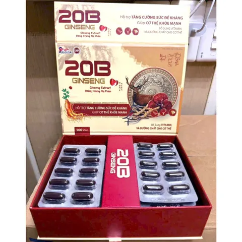 20B Ginseng bồi bổ cơ thể, ăn ngủ ngon, cho người suy nhược gầy mòn, thiếu máu, mệt mỏi, chán ăn, thời kỳ dưỡng bệnhh 