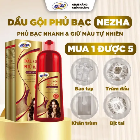 [HÀNG MỚI] Dầu Gội Phủ Bạc Thảo Dược NEZHA - Nhuộm Đen Tự Nhiên, Giữ Màu Lâu, Dịu Nhẹ Không Gây Khó Chịu Da Đầu