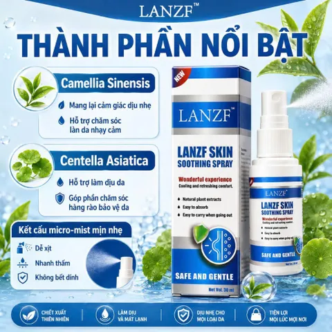 Xịt Làm Dịu Da LANZF Skin Soothing Spray Cấp Ẩm Nhẹ, Hỗ Trợ Da Khô Ráp Nhạy Cảm Dùng Hàng Ngày