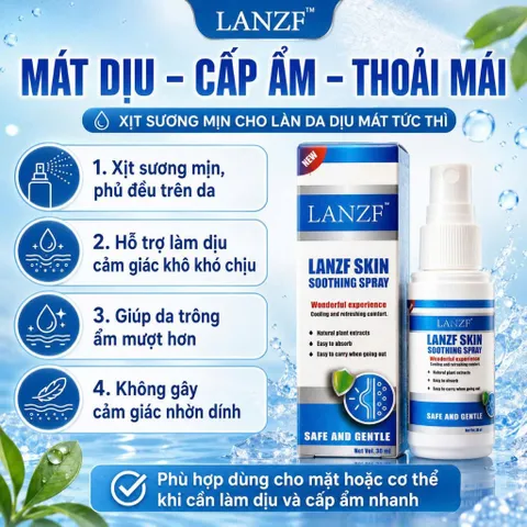 Xịt Làm Dịu Da LANZF Skin Soothing Spray Cấp Ẩm Nhẹ, Hỗ Trợ Da Khô Ráp Nhạy Cảm Dùng Hàng Ngày