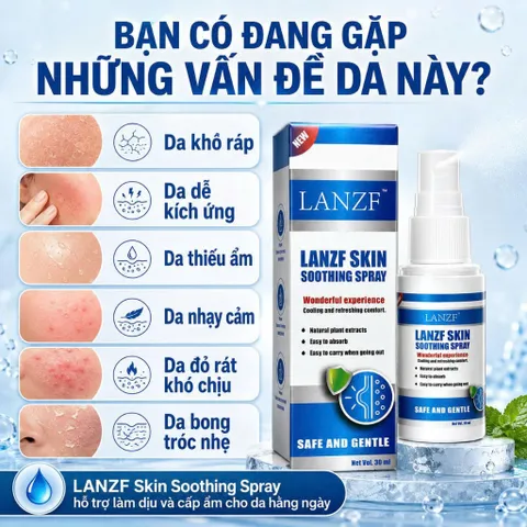 Xịt Làm Dịu Da LANZF Skin Soothing Spray Cấp Ẩm Nhẹ, Hỗ Trợ Da Khô Ráp Nhạy Cảm Dùng Hàng Ngày