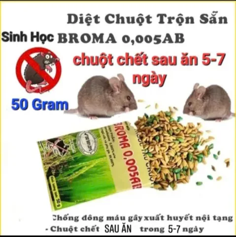 50 Gói Thóc sinh học Broma kiểm soát chuột hiệu quả an toàn (50g)
