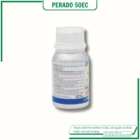 Perado 50ec 100ml chai nhôm thuốc diệt Muỗi permethrin (chính hãng) Thế Hệ Mới Tẩm Màn Nhúng Mùng phòng trừ ruồi nhặng gián kiến bọ chét mòng mạt ve rận ghẻ trong gia dụng và y tế