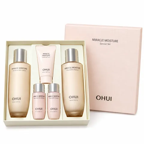 Set dưỡng da ẩm mịn Ohui Miracle Moisture Pink Barrier Special 5 món
