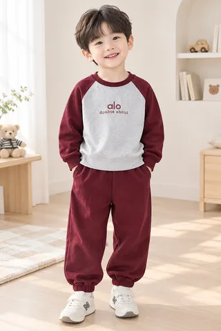 Bộ nỉ alo chữ thu đông ấm áp dày dặn giữ nhiệt cho bé trai size 20-30kg