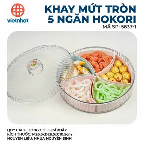 KHAY MỨT TRÒN 5 NGĂN HOKORI 5637-1 CÓ IN