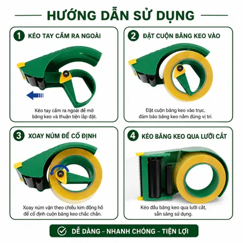 Máy Cắt Băng Keo Cầm Tay PROSUN 45-60mm | Màu Vàng | Dụng Cụ Cắt Băng Keo | Êm Tay, Dễ Sử Dụng.