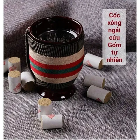 Cốc xông ngải cứu- cốc phù dương kèm Bao Thổ Cẩm 3 CÔNG DỤNG: MASSAGE, CỨU NGẢI, CẠO GIÓ.