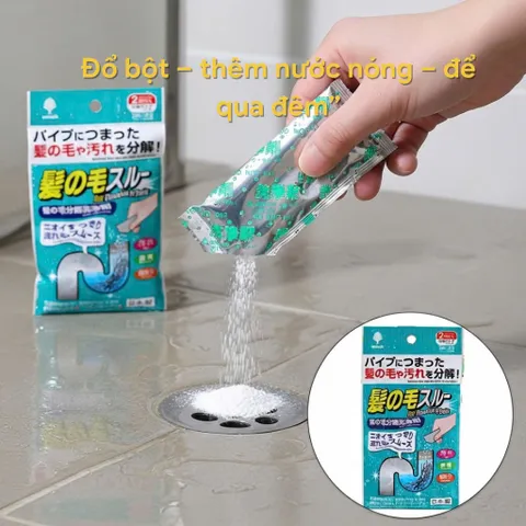 Set 2 gói bột khử mùi đường ống làm tiêu tóc nhà tắm Kokubo nội địa Nhật Bản