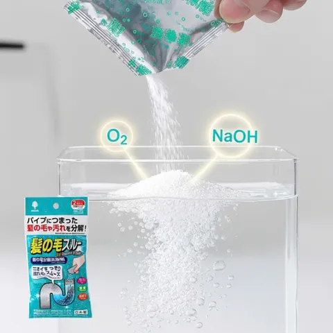 Set 2 gói bột khử mùi đường ống làm tiêu tóc nhà tắm Kokubo nội địa Nhật Bản