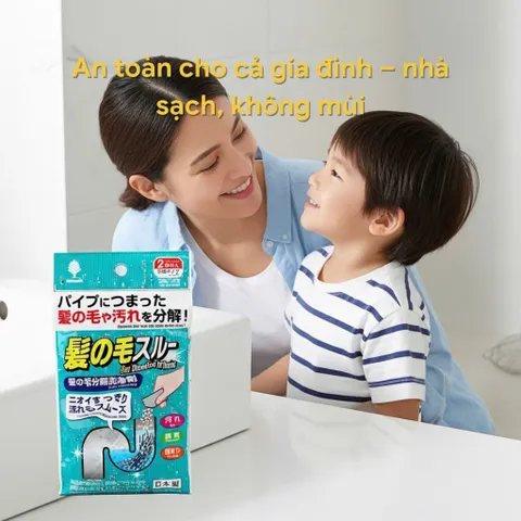 Set 2 gói bột khử mùi đường ống làm tiêu tóc nhà tắm Kokubo nội địa Nhật Bản
