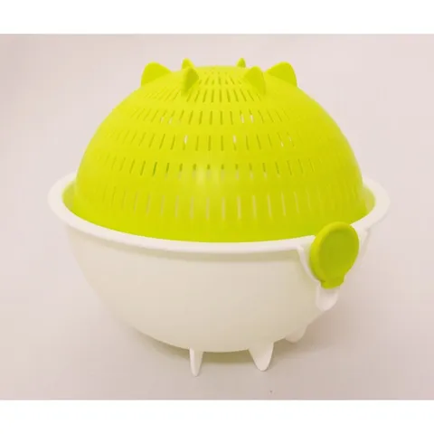Bộ rổ chậu hai lớp đựng rau củ quả hình tròn màu xanh Nội Địa Nhật Bản - Nakaya