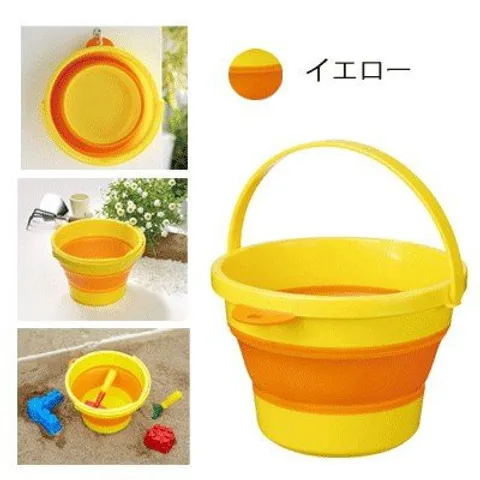 Xô mềm mini gấp gọn inomata cao cấp 3,7L màu vàng - Nội địa Nhật Bản