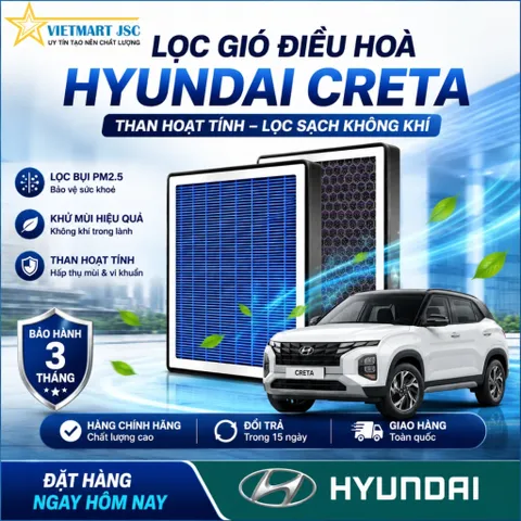 Lọc Gió Điều Hoà Hyundai Creta Bộ Lọc Điều Hoà Than Hoạt Tính PM2.5 VAuxiliary+Vietmart Jsc
