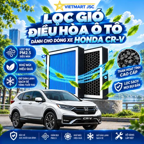 Lọc Gió Điều Hoà Honda CRV Bộ Lọc Điều Hoà Than Hoạt Tính PM2.5 VAuxiliary+Vietmart Jsc