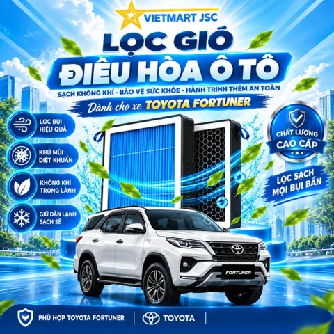 Lọc Gió Điều Hoà Toyota Fortuner Bộ Lọc Điều Hoà Than Hoạt Tính PM2.5 VAuxiliary+Vietmart Jsc