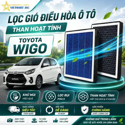 Lọc Gió Điều Hoà Toyota Wigo Bộ Lọc Điều Hoà Than Hoạt Tính PM2.5 VAuxiliary+Vietmart Jsc