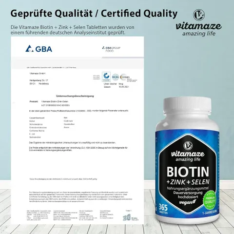 Viên mọc tóc đẹp da móng Vitamaze Đức biotin zink selen giúp ngăn rụng tóc, đẹp da móng chắc khỏe, 365V
