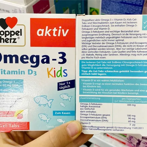 Omega-3 + Vitamin D3 KIDS Doppelherz cho bé dạng thạch nhai hộp 27 viên