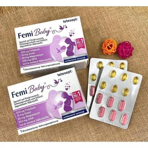 [Xách Tay Đức] Viên uống vitamin cho bà bầu Tetesept Femi Baby - Hộp 60 V