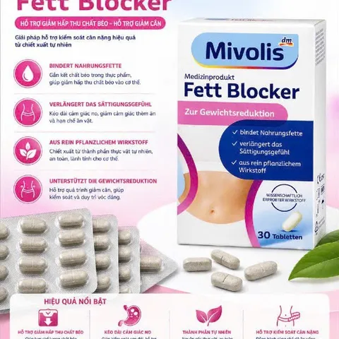 Viên uống giảm cân Fett Blocker Mivolis - 30V