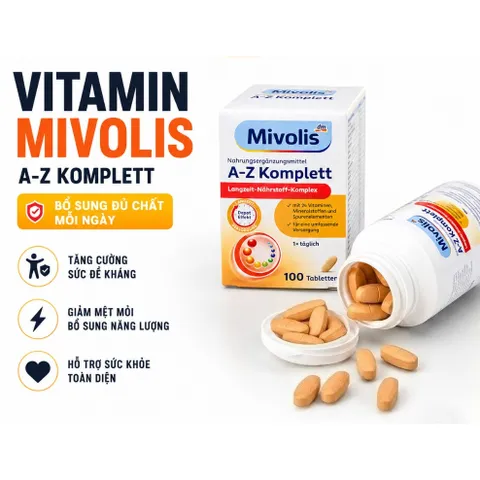 Viên uống bổ sung Vitamin tổng hợp A-Z Mivolis Hộp 100 viên cho người dưới 50 ,trên 50 tuổi - Hàng Đức
