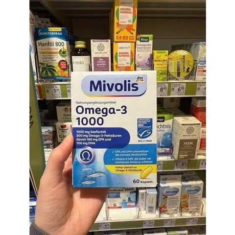 Dầu cá Omega-3 Mivolis 1000mg - Hộp 60v - Hàng nội địa Đức