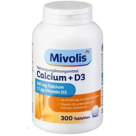 Viên uống bổ sung canxi Mivolis Calcium D3 của Đức - Lọ 300 viên