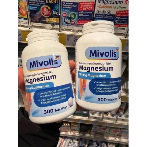 Viên uống bổ sung magie Magnesium Mivolis lọ 300 viên, nội địa Đức