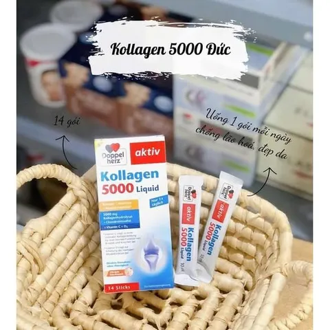 Collagen nước Doppelherz Aktiv Kollagen 5000 Liquid – Hỗ trợ xương khớp, da, tóc – Hộp 14 gói