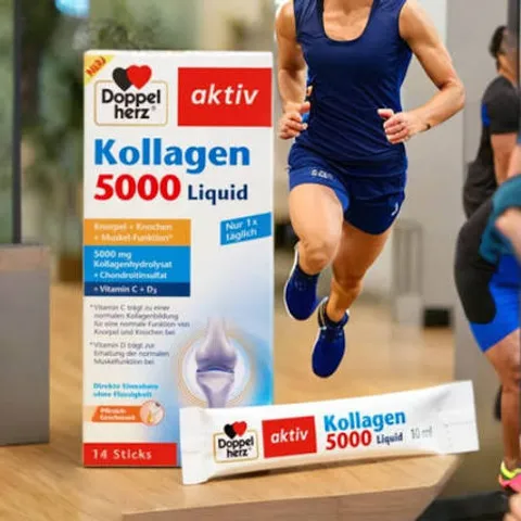 Collagen nước Doppelherz Aktiv Kollagen 5000 Liquid – Hỗ trợ xương khớp, da, tóc – Hộp 14 gói