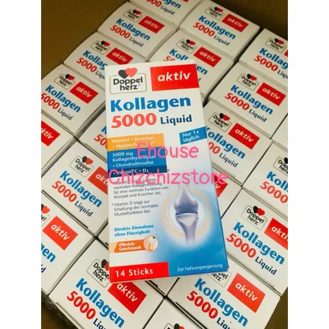 Collagen nước Doppelherz Aktiv Kollagen 5000 Liquid – Hỗ trợ xương khớp, da, tóc – Hộp 14 gói