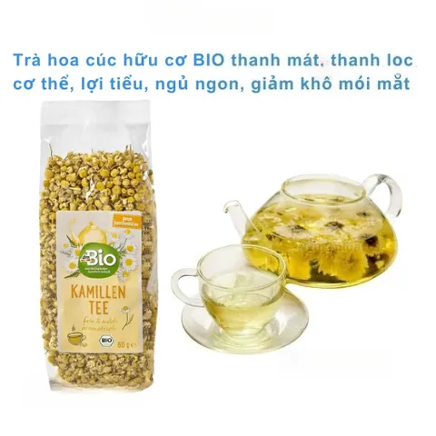Trà hoa cúc hữu cơ nguyên bông BIO Kamillen Tee thanh mát, thanh lọc cơ thể, ngủ ngon, giảm khô mỏi mắt, gói 60g