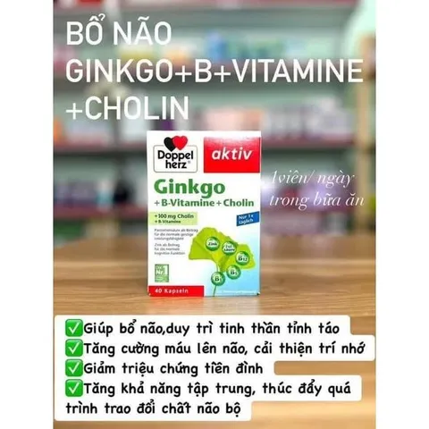 Viên uống bổ não Ginkgo Doppelherz hỗ trợ tăng cường tuần hoàn não và cải thiện trí nhớ (Hộp 40 viên)