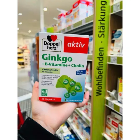 Viên uống bổ não Ginkgo Doppelherz hỗ trợ tăng cường tuần hoàn não và cải thiện trí nhớ (Hộp 40 viên)